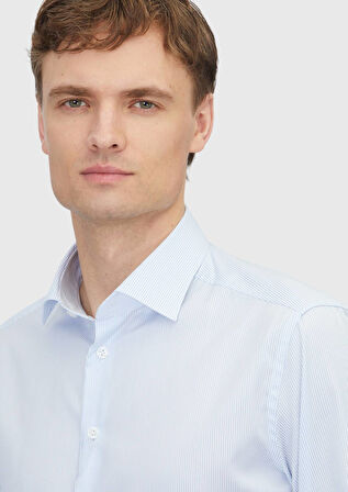 Açık Mavi Regular Fit Dokuma Klasik %100 Pamuk Gömlek