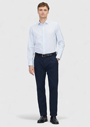 Açık Mavi Regular Fit Dokuma Klasik %100 Pamuk Gömlek