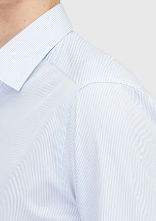 Açık Mavi Regular Fit Dokuma Klasik %100 Pamuk Gömlek