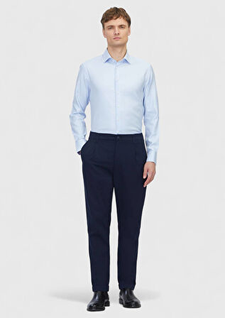 Açık Mavi Regular Fit Dokuma Klasik Pamuk Karışımlı Gömlek