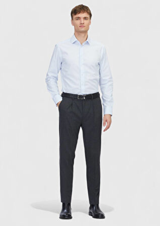 Açık Mavi Regular Fit Dokuma Klasik Pamuk Karışımlı Gömlek