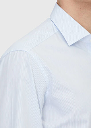 Açık Mavi Regular Fit Dokuma Klasik Pamuk Karışımlı Gömlek