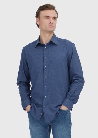 İndigo Casual Fit Dokuma Casual %100 Pamuk Gömlek