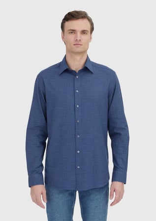 İndigo Casual Fit Dokuma Casual %100 Pamuk Gömlek