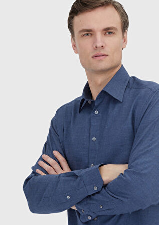 İndigo Casual Fit Dokuma Casual %100 Pamuk Gömlek