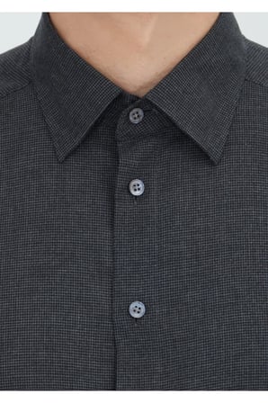 Antrasit Casual Fit Dokuma Casual %100 Pamuk Gömlek