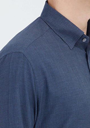 Açık Lacivert Kareli Casual Fit Dokuma Casual %100 Pamuk Gömlek
