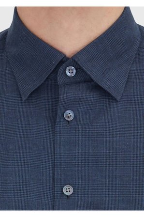 Açık Lacivert Kareli Casual Fit Dokuma Casual %100 Pamuk Gömlek