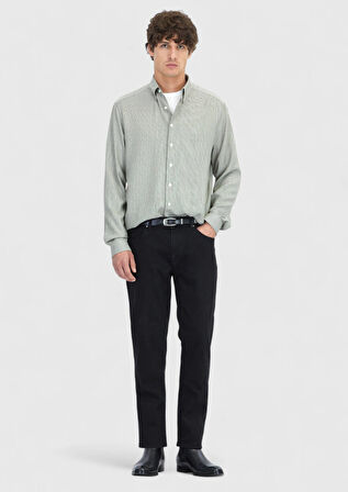 Haki Casual Fit Dokuma Casual Pamuk Karışımlı Gömlek