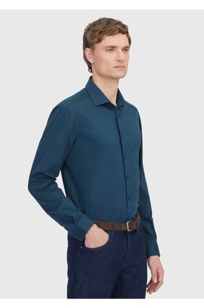 Petrol Düz Regular Fit Casual Pamuk Karışımlı Gömlek