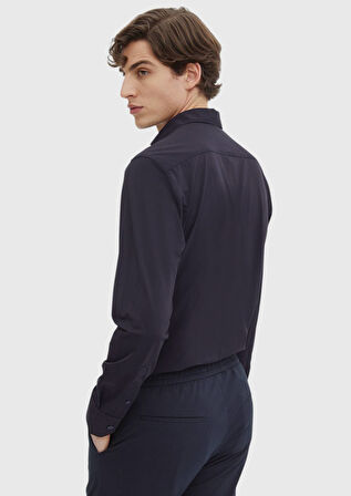 Lacivert Düz Regular Fit Dokuma Klasik Gömlek