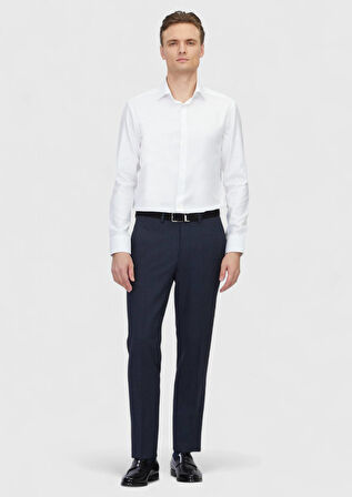 Beyaz Desenli Regular Fit Dokuma Klasik %100 Pamuk Gömlek