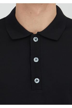 Siyah Düz Polo Yaka %100 Pamuk T-Shirt