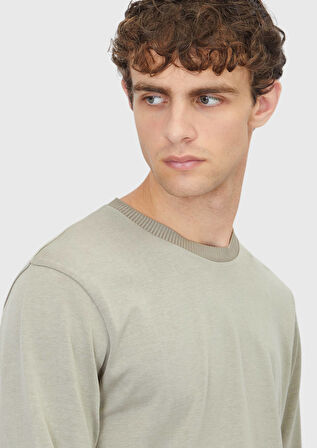 Kum Bisiklet Yaka Düz Sweatshırt