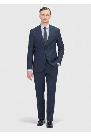 Lacivert Desenli Zeroweight Slim Fit %100 Yün Takım Elbise