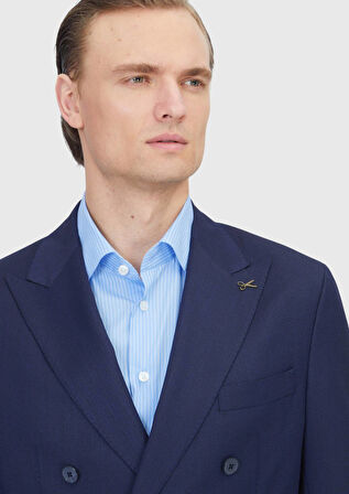 Lacivert Zeroweight Slim Fit Yün Karışımlı Takım Elbise