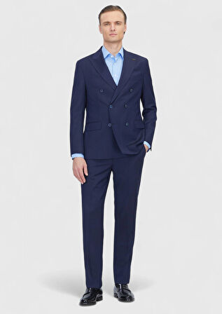 Lacivert Zeroweight Slim Fit Yün Karışımlı Takım Elbise