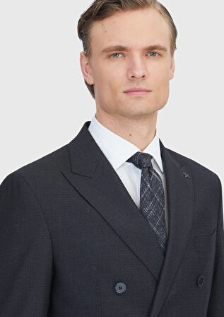 Siyah Mikro Zeroweight Slim Fit Yün Karışımlı Takım Elbise