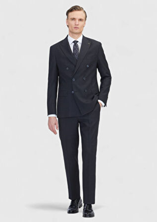Siyah Mikro Zeroweight Slim Fit Yün Karışımlı Takım Elbise