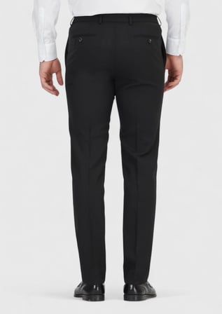 Siyah Düz Kumaş Comfort Fit Klasik %100 Yün Pantolon