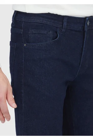 Lacivert Düz Slim Fit Denim Pamuk Karışımlı Pantolon