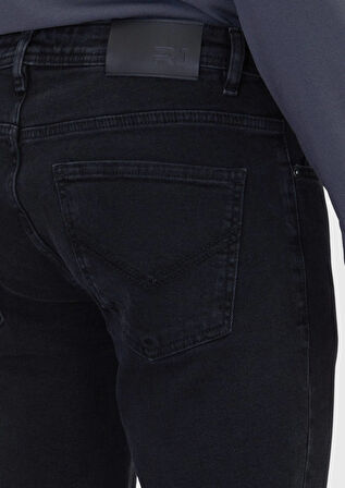 Antrasit Düz Slim Fit Denim Pamuk Karışımlı Pantolon