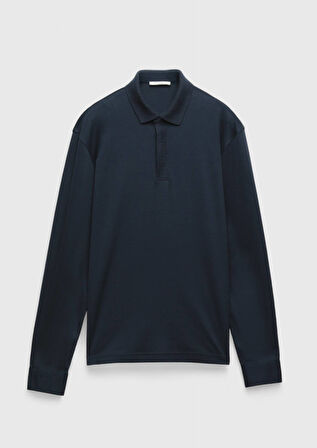 Lacivert Düz Polo Yaka %100 Pamuk T-Shirt