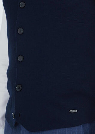 Lacivert Regular Fit V Yaka Casual Örme Triko Yelek