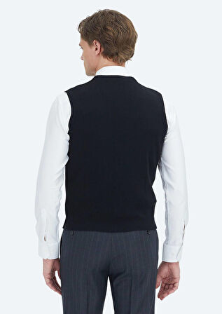 Siyah Regular Fit V Yaka Casual Örme Triko Yelek