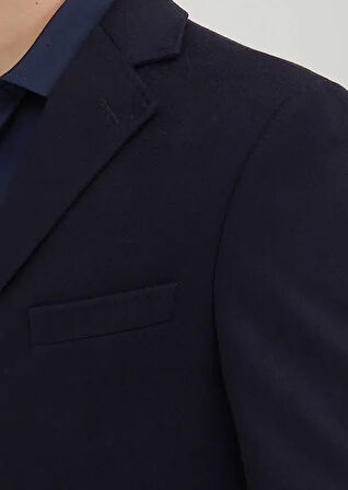 Lacivert Regular Fit Klasik Dokuma Palto