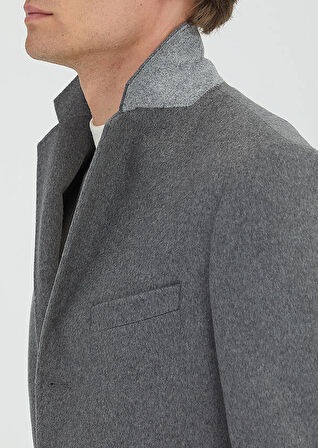 Gri Regular Fit Klasik Dokuma Palto