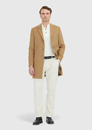 Deve Tüyü Regular Fit Klasik Dokuma Palto