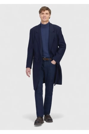 Lacivert Regular Fit Casual Örme Palto
