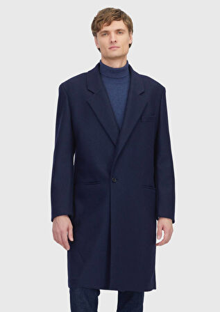 Lacivert Regular Fit Casual Örme Palto