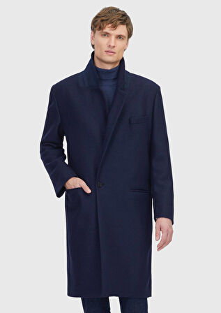 Lacivert Regular Fit Casual Örme Palto