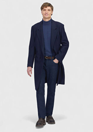 Lacivert Regular Fit Casual Örme Palto