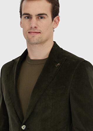 Haki Fitilli Zeroweight Slim Fit %100 Pamuk Ceket