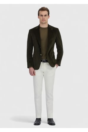 Haki Fitilli Zeroweight Slim Fit %100 Pamuk Ceket