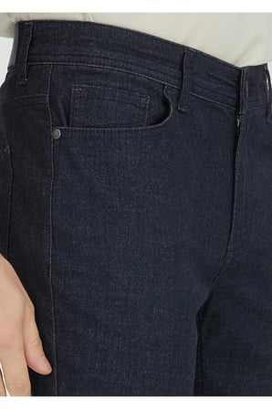 Lacivert Düz Dokuma Regular Fit Casual Pamuk Karışımlı Pantolon