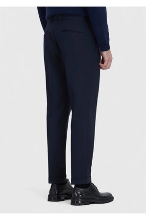 Lacivert Düz Dokuma Regular Fit Casual Yün Karışımlı Pantolon
