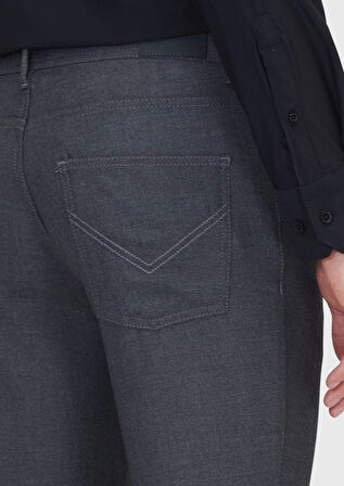 Gri Düz Dokuma Slim Fit Casual Pantolon