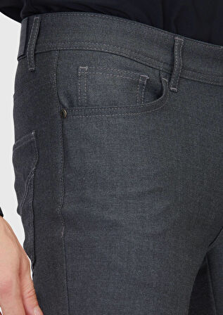 Gri Düz Dokuma Slim Fit Casual Pantolon