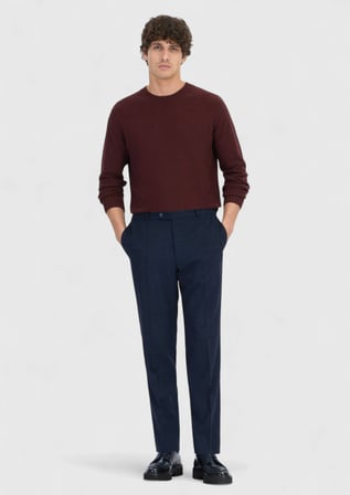 Lacivert Düz Dokuma Modern Fit Casual Pantolon