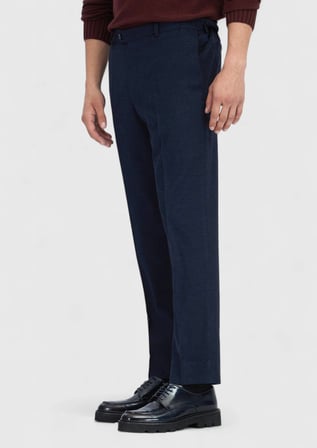 Lacivert Düz Dokuma Modern Fit Casual Pantolon
