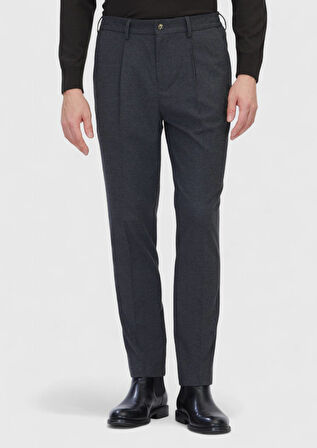 Antrasit Düz Dokuma Modern Fit Casual Pantolon