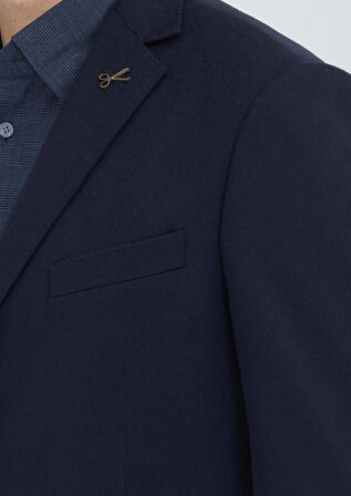 Lacivert Düz Regular Fit %100 Kaşmir Ceket