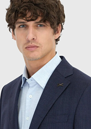 Lacivert Mikro Modern Fit %100 Yün Takım Elbise