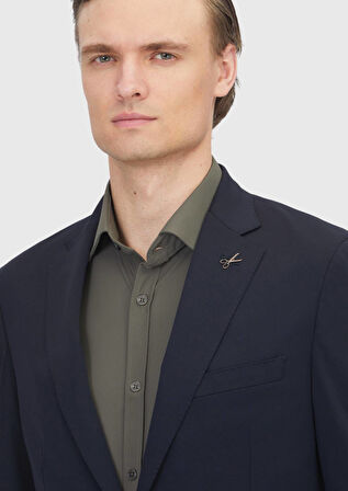 Siyah Düz Comfort Fit Örme Takım Elbise