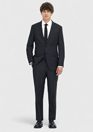 Siyah Regular Fit %100 Yün Takım Elbise