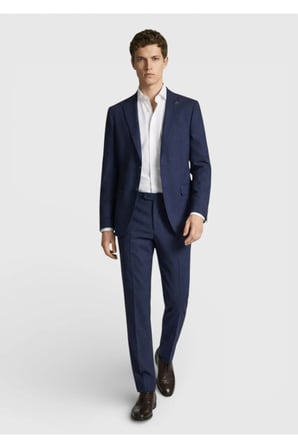 Açık Lacivert Düz Modern Fit %100 Yün Takım Elbise